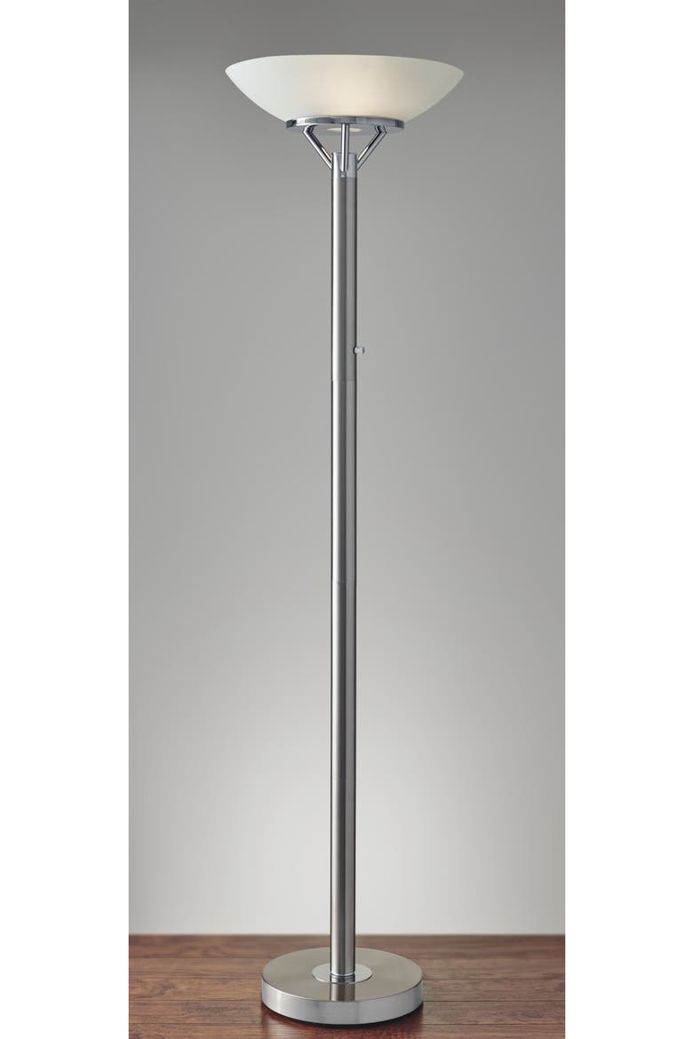 Expo Torchiere Floor Lamp, Alternate, color, BRUSHED STEEL CHROME ACCENTS
