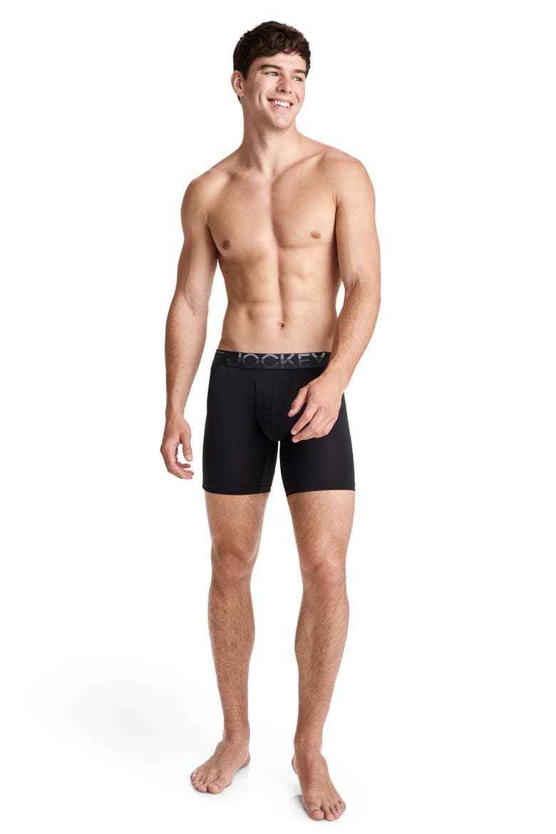 Mens EverActive Zero Chafe 6" Microfiber Boxer Brief - 3 Pack, Alternate, color, Black