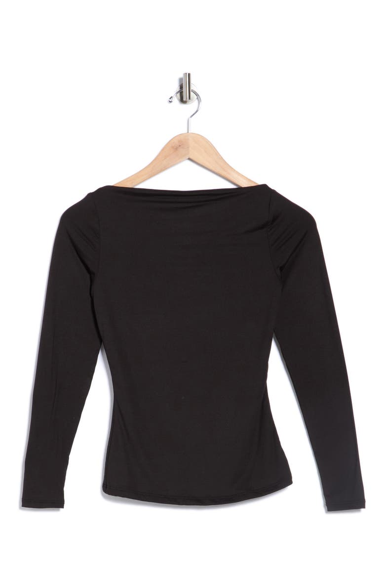 Bare Boat Neck Long Sleeve Top, Alternate, color, BLACK