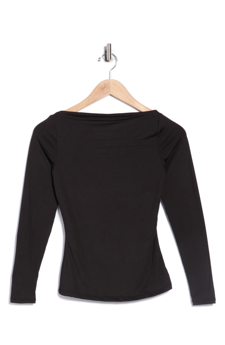 Naked Wardrobe Bare Boat Neck Long Sleeve Top, Alternate, color, Black