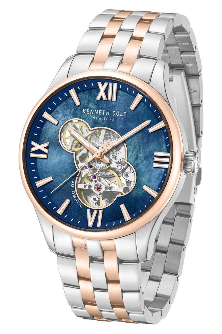 Varick Open Heart Automatic Bracelet Watch, 43mm, Alternate, color, SILVER MULTI