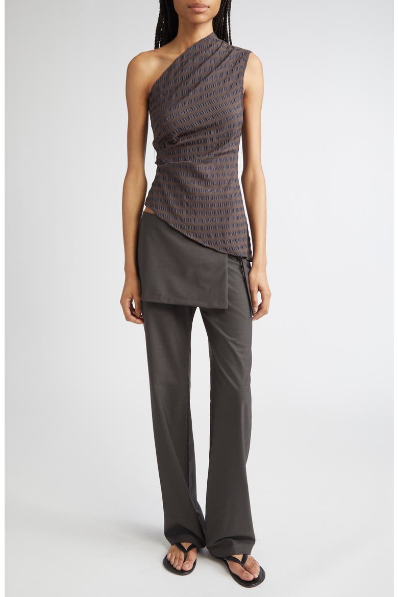 Win Asymmetric Gingham Seersucker One-Shoulder Top, Alternate, color, LILAC