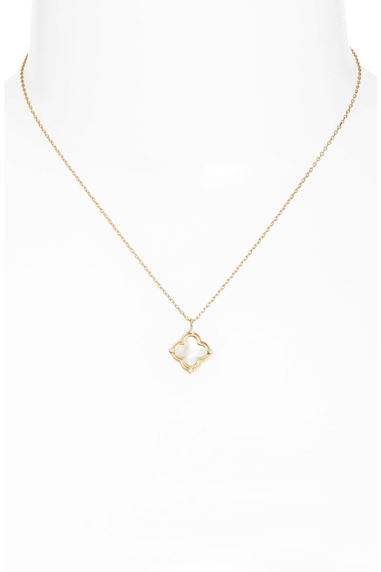Mother-of-Pearl & Cubic Zirconia Clover Pendant Necklace, Alternate, color, GOLD