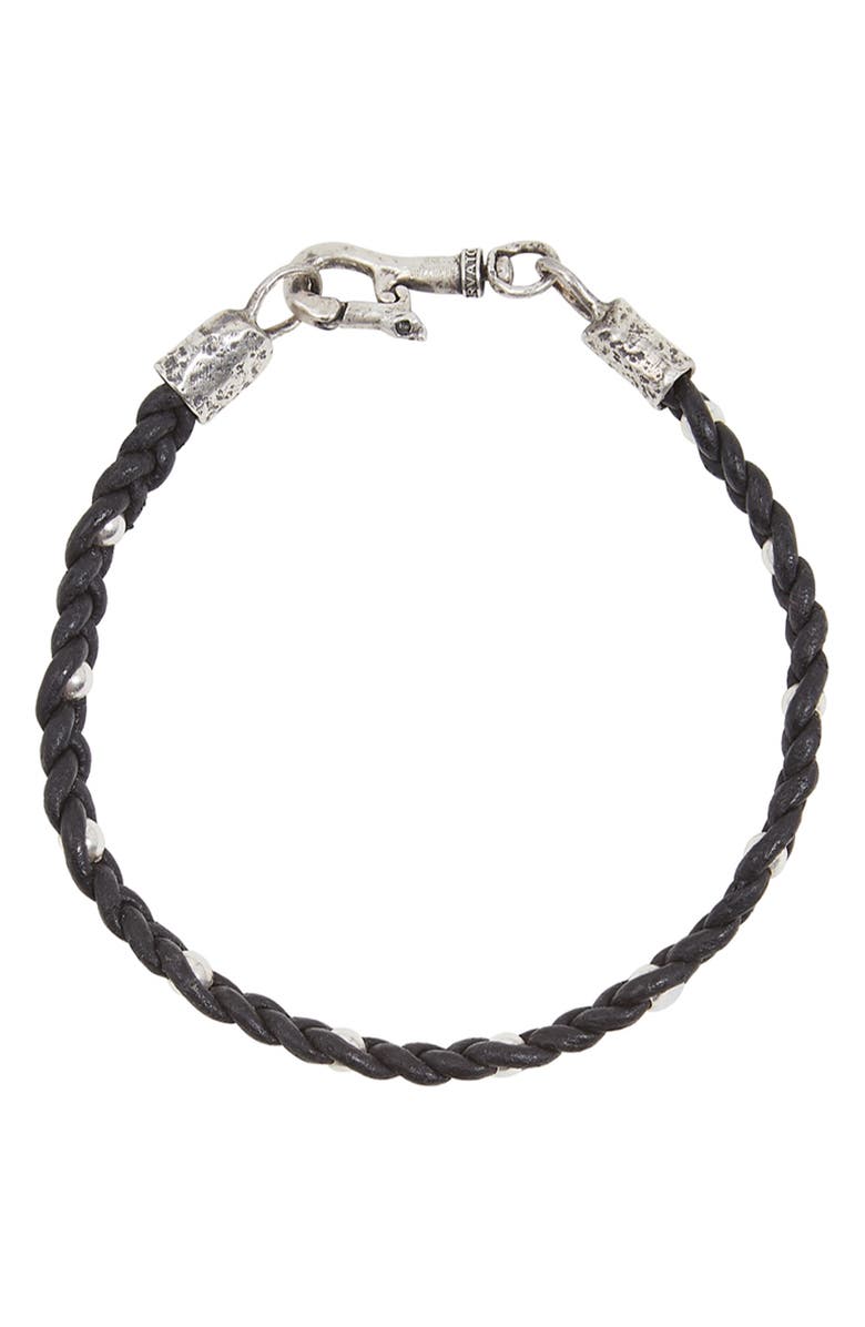John Varvatos Men's Leather & Sterling Silver Bracelet, Main, color, Silver