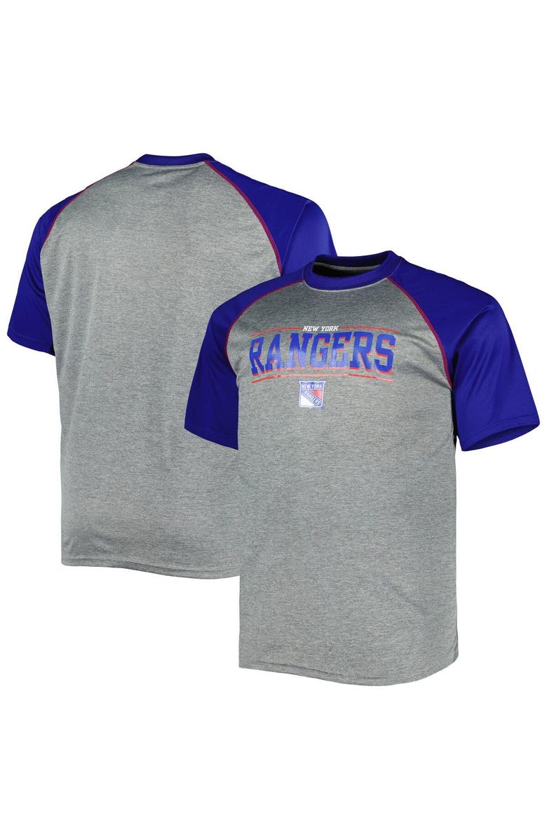 PROFILE Men's Heather Gray New York Rangers Big & Tall Logo Raglan T-Shirt, Main, color, Heather Gray