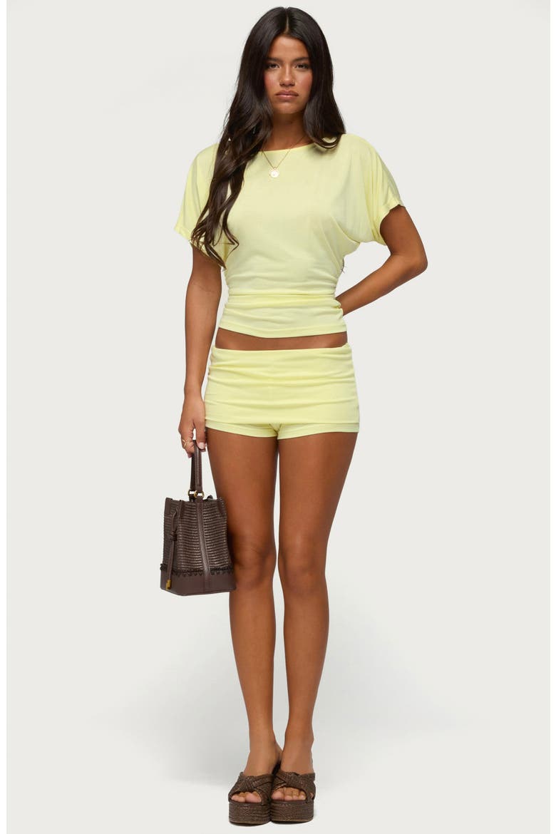 Maevie Foldover Shorts, Alternate, color, YELLOW