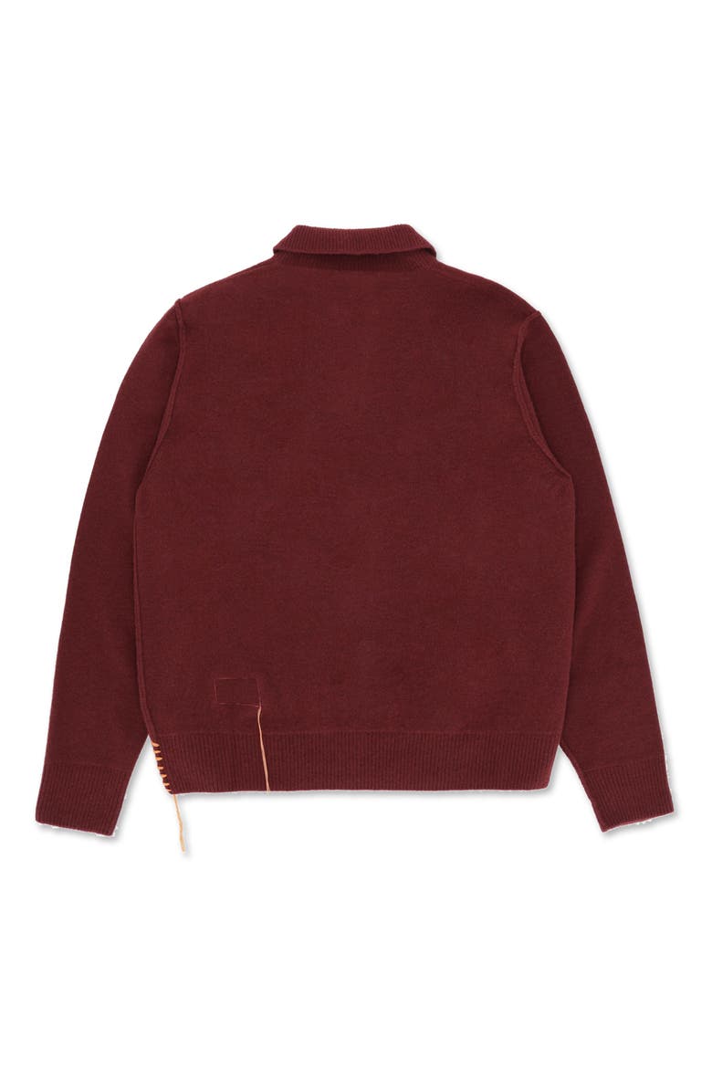 Yale Wool Sweater with Collar and Zip, Alternate, color, Plum