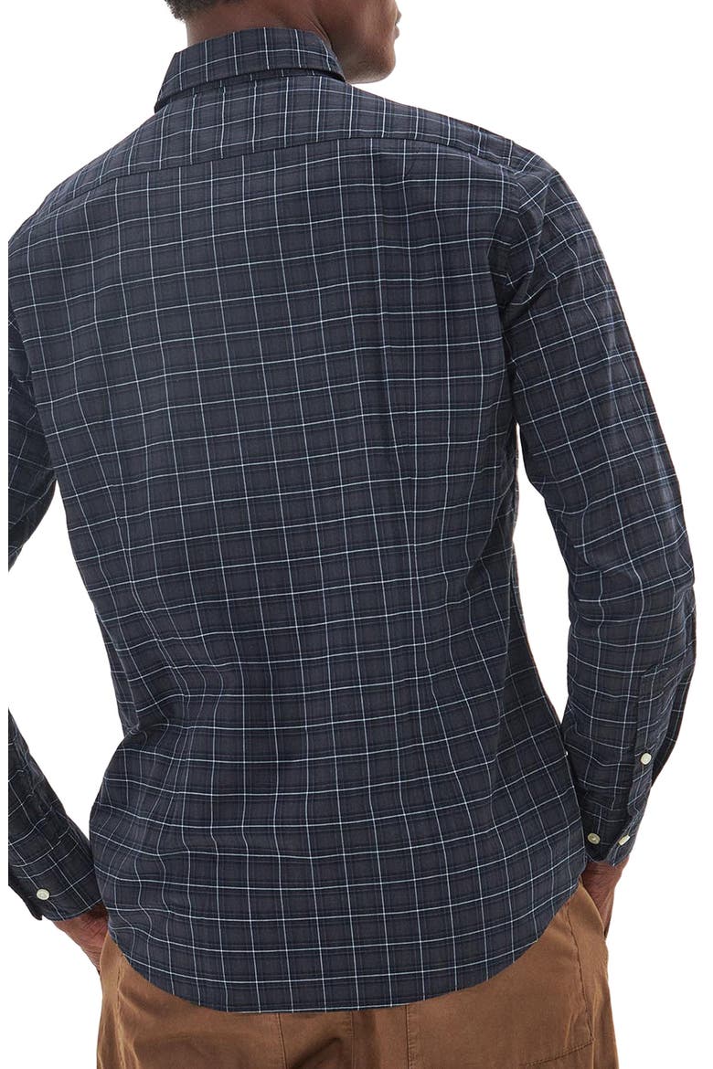 Lomond Tailored Fit Plaid Stretch Cotton Button-Down Shirt, Alternate, color, BLACK SLATE