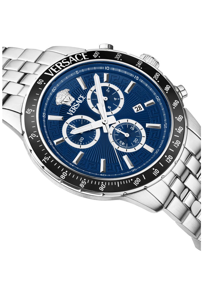 Sport Chronograph Bracelet Watch, 44mm, Alternate, color, SILVER/ BLUE/ BLACK