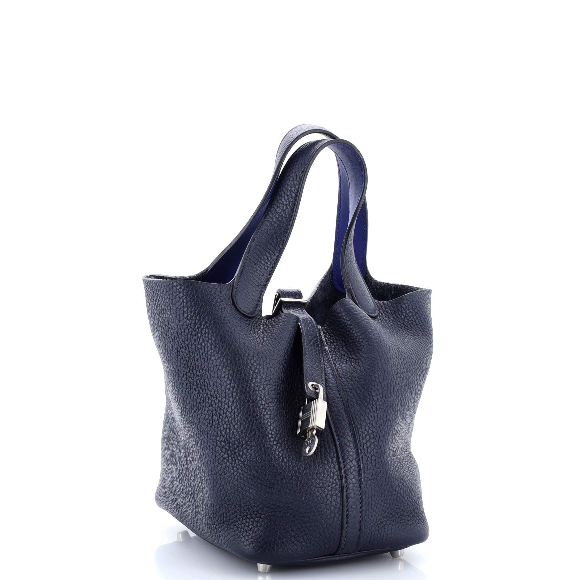 Pre-Owned Hermes Eclat Picotin Lock Bag Clemence with Swift PM, Alternate, color, Bleu Nuit
