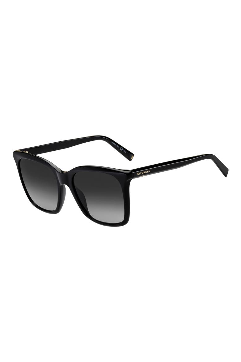 56mm Gradient Rectangle Sunglasses, Alternate, color, BLACK/ GREY SHADED