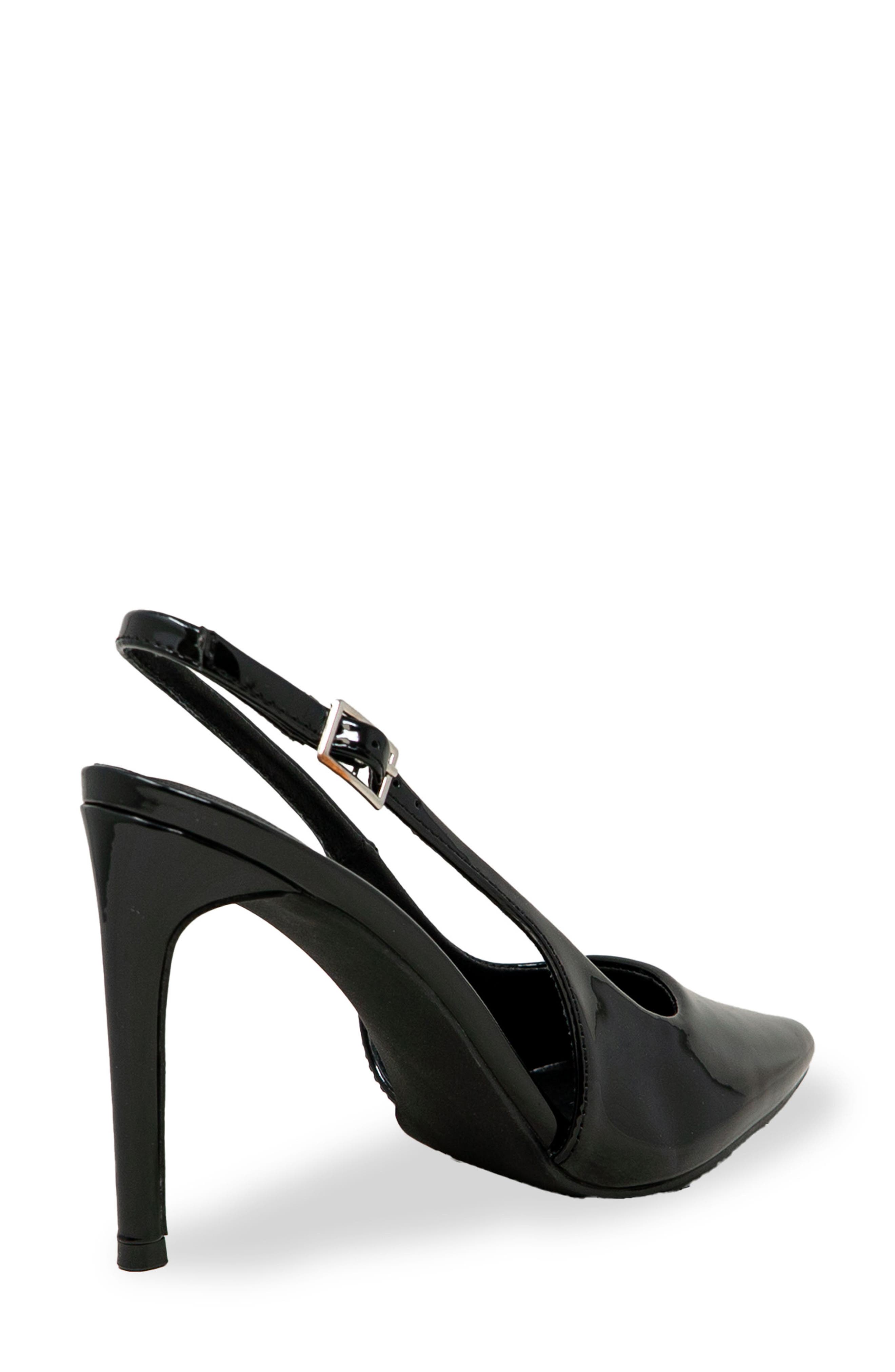 CHASE AND CHLOE Pointed Toe Slingback Pump, Alternate, color, Black Patent