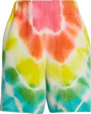 The Elder Statesman Burst Tie Dye Cashmere Sweater Shorts