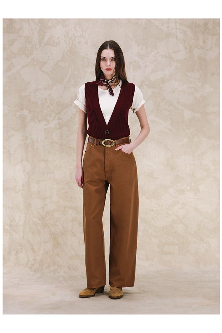 Jaron Wide Leg Wool Trousers, Alternate, color, Dark Brown