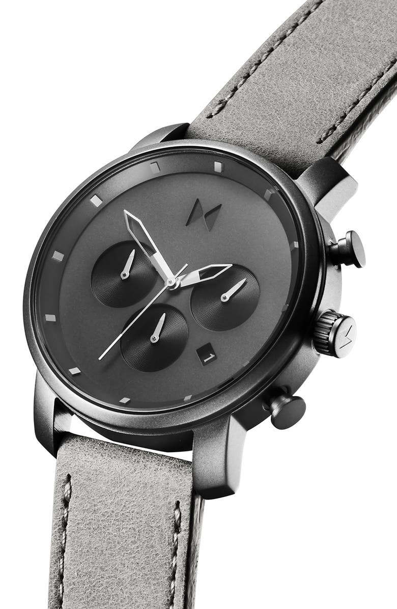MVMT WATCHES MVMT Mono Chronograph Leather Strap Watch, 40mm, Alternate, color,