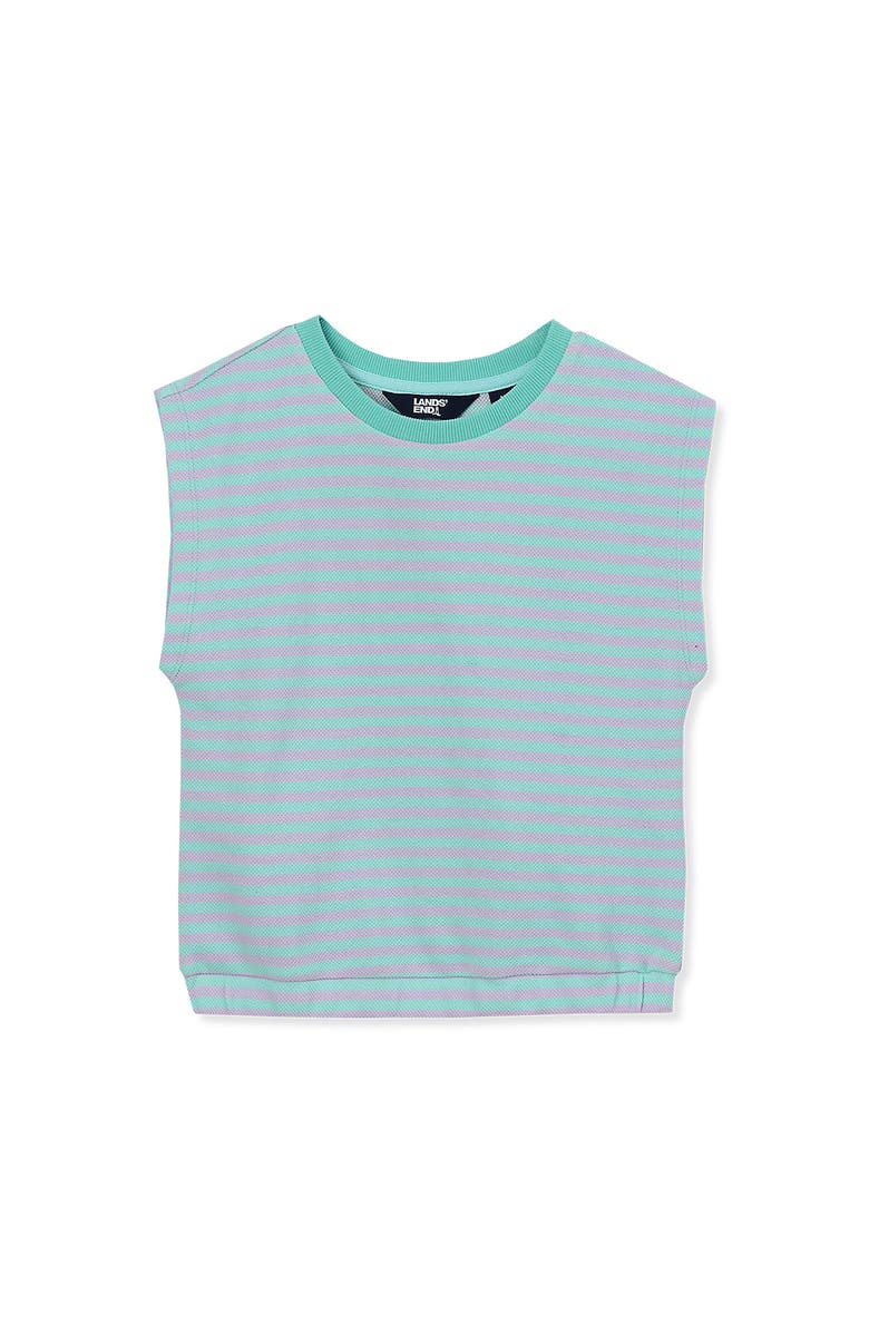 Lands' End Girls Pique Knit Top, Main, color, Mint Multi Stripe