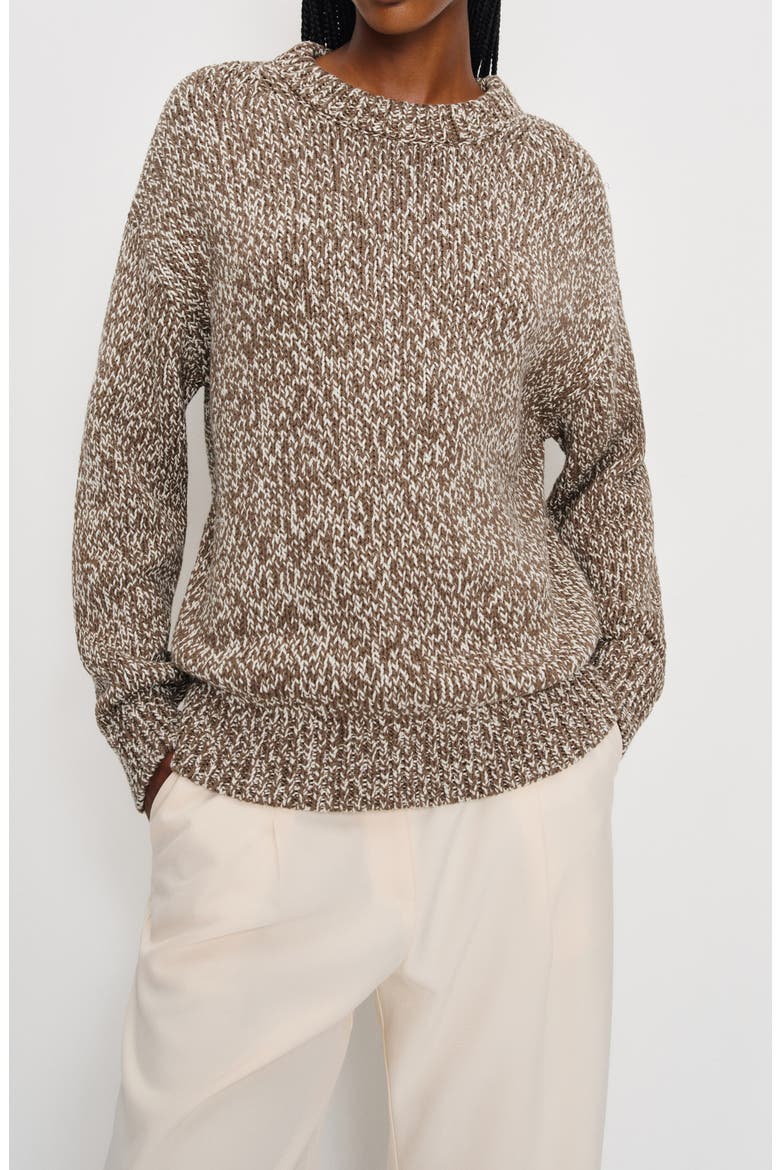 Finley Organic Cotton Crewneck Sweater, Main, color, SHITAKE FIOR DI LATTE MARL