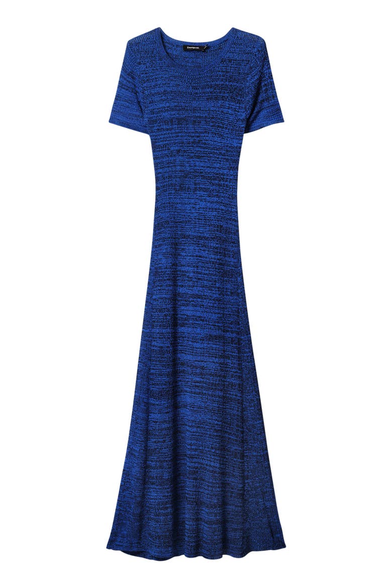 Long Mottled Ribbed Dress, Alternate, color, BLUE