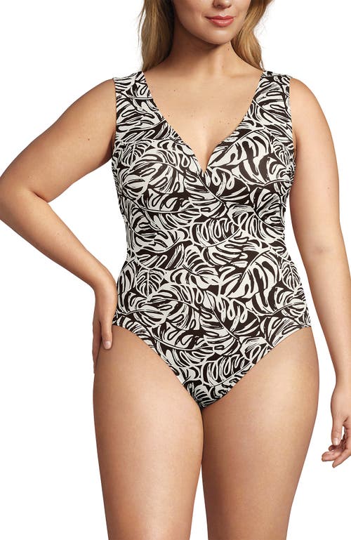 Lands' End Plus Size Sculpting Suit Sweetheart V-wire High Leg One Piece Swimsuit