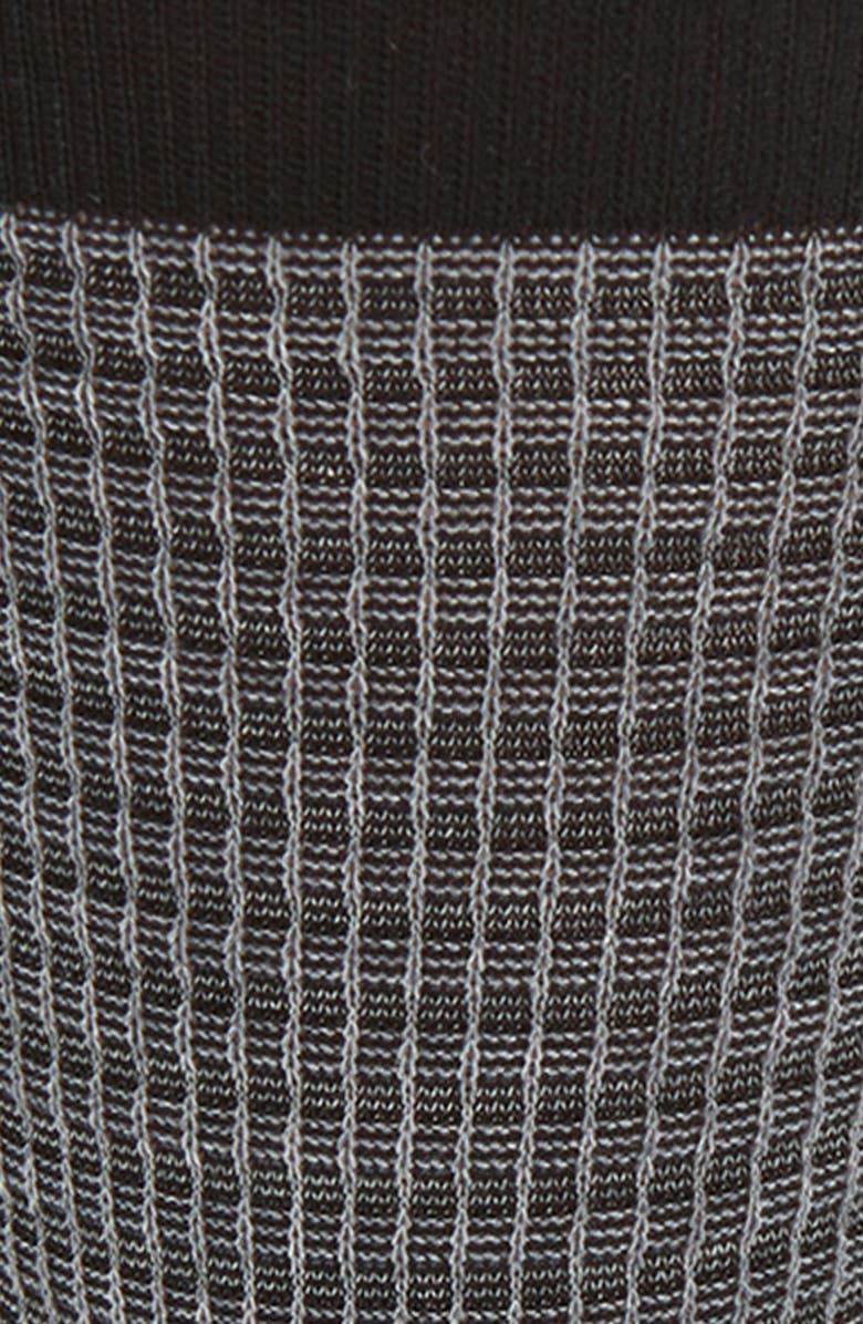 Pantherella Smythson Textured Check Dress Socks, Alternate, color, Black