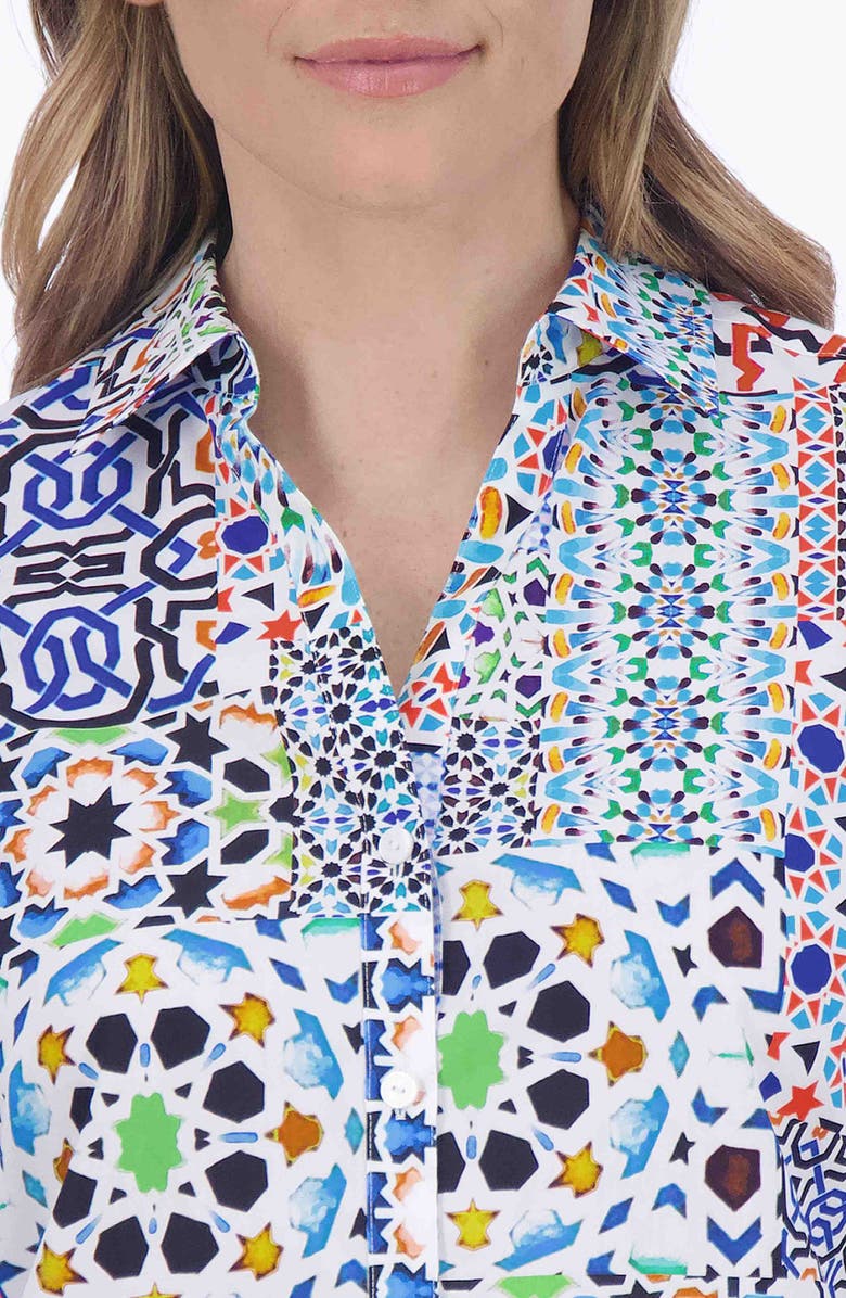 Foxcroft Mary Intertwine Button-Up Shirt, Alternate, color, White Multi