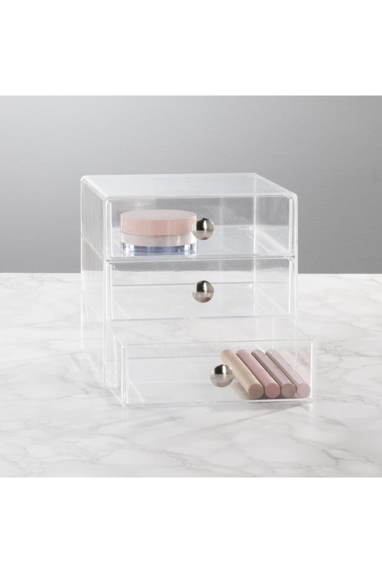 Stackable 3-Drawer Vanity Makeup Organizer - Set of 2 Clear, Alternate, color, Clear