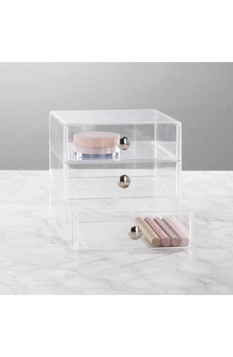 iDesign Stackable 3-Drawer Vanity Makeup Organizer - Set of 2 Clear, Alternate, color, Clear