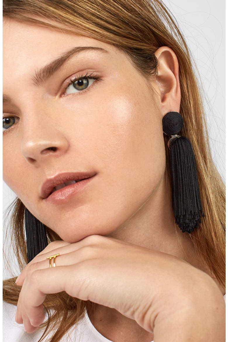 Sonatina Tassel Earrings, Alternate, color, BLACK