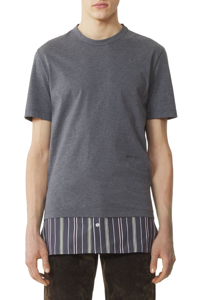 Layered T-Shirt In Cotton, Alternate, color, Charcoal