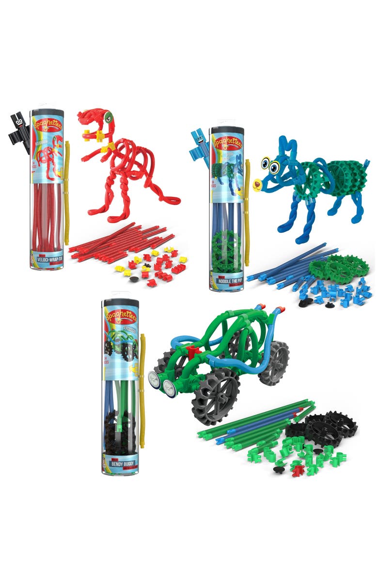 Mukikim Spaghetteez Veloci-Wrap-Tor, Noodles The Pup, and Bendy Buggy Bundle, Main, color, Multi