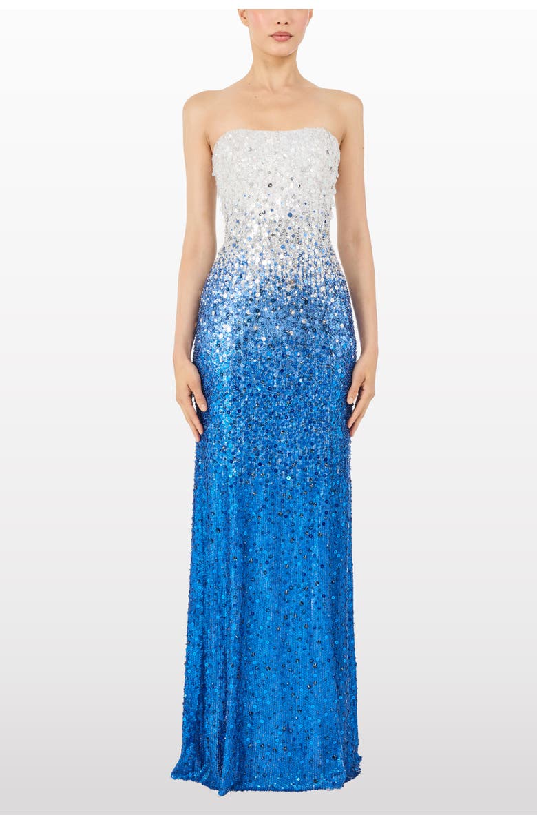 Jenny Packham Marle Saint Sequin Embellished Strapless Maxi Dress, Alternate, color, Ivory