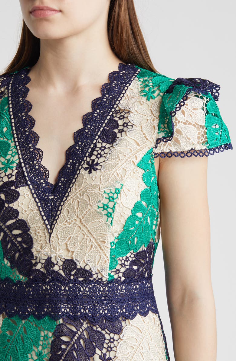 Adelyn Rae Adeline Palm Lace Midi Dress, Alternate, color, 