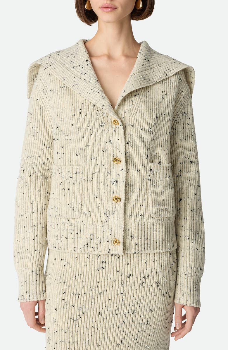 Bottega Veneta Knot Button Wool Blend Rib Cardigan, Main, color, 9317 Dove