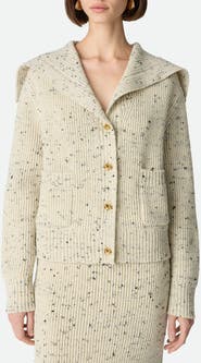 Bottega Veneta Knot Button Wool Blend Rib Cardigan