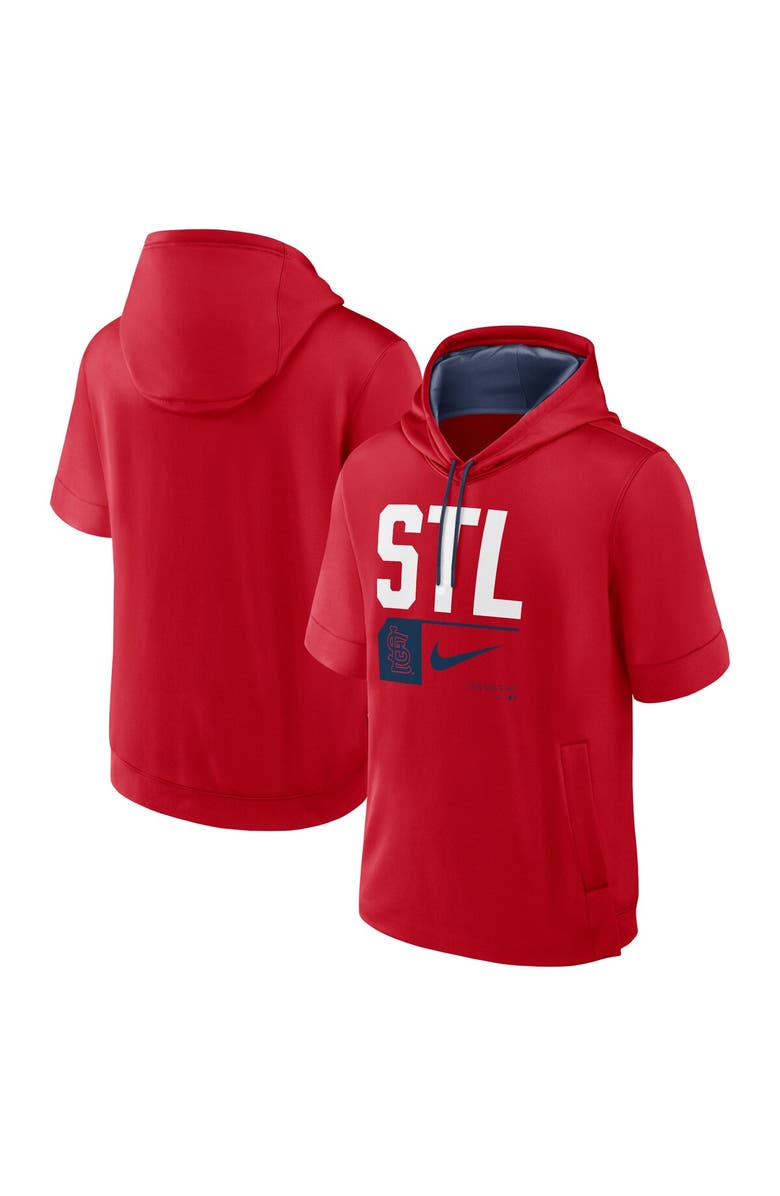 Nike Men's Nike Red St. Louis Cardinals Tri Code Lockup Short Sleeve Pullover Hoodie, Main, color, Red