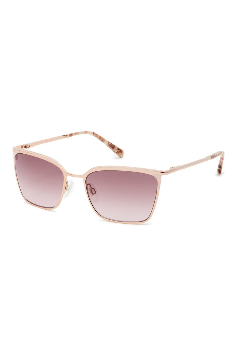 56mm Polarized Square Sunglasses, Alternate, color, ROSE GOLD