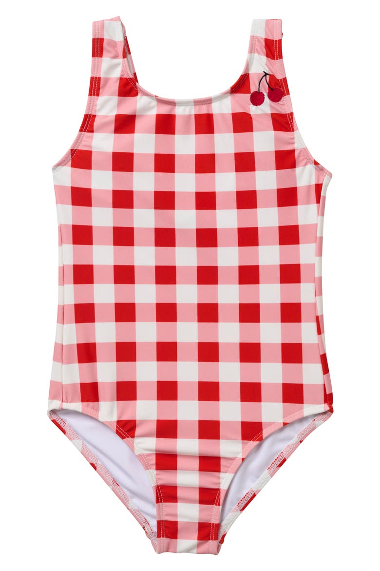 Kids' Seaside Gingham One-Piece Swimsuit, Main, color, SEASIDE GINGHAM
