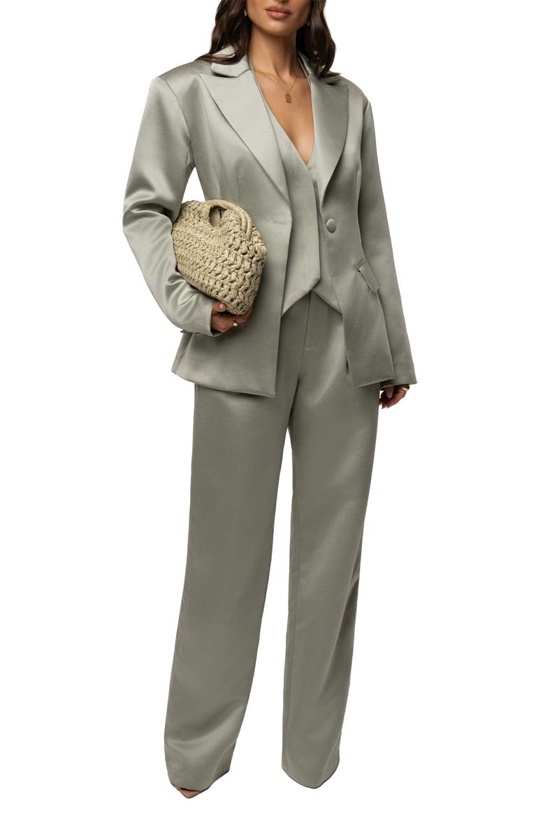 Victoria Satin Blazer, Alternate, color, Sage
