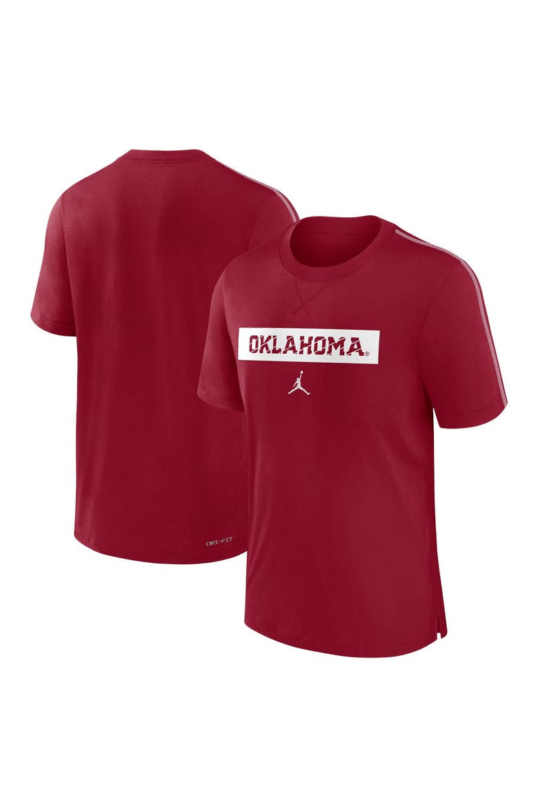 Men's Jordan Brand Crimson Oklahoma Sooners 2024 Sideline Player Performance Tri-Blend T-Shirt, Alternate, color, Crimson