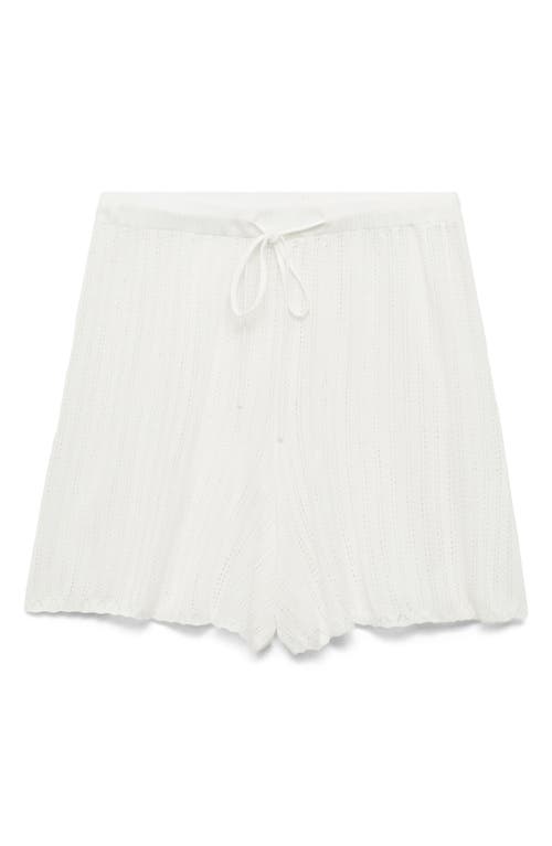 Mango Pointelle Pajama Shorts In White