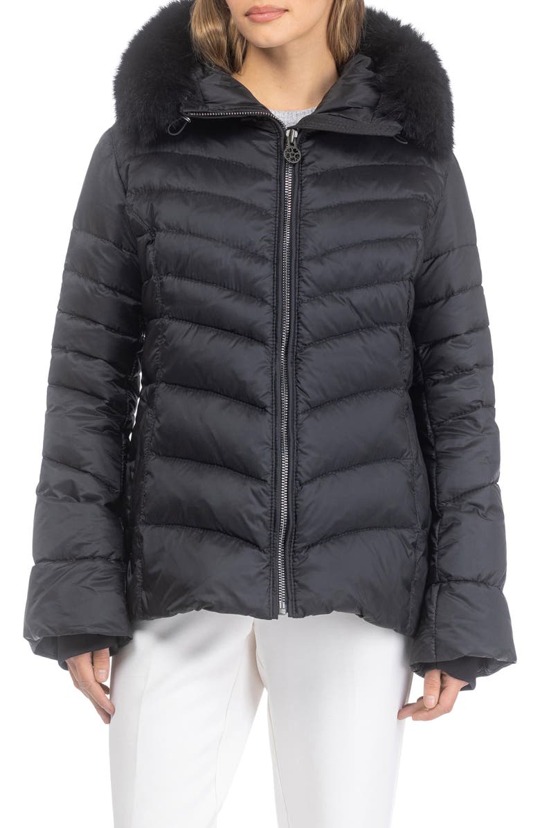 GORSKI Apres-Ski Chevron Parka with Detachable Toscana Lamb Hood Trim, Alternate, color, Black/Black