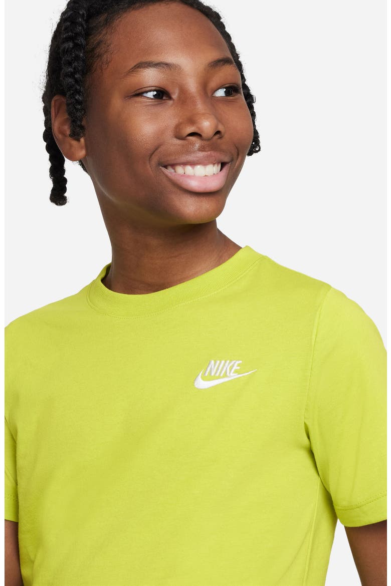 Kids' Embroidered Swoosh T-Shirt, Alternate, color, BRIGHT CACTUS