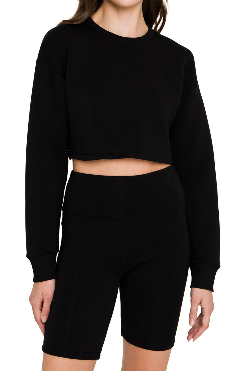 Grey Lab Lounge Wear Crop Crewneck Sweatshirt, Main, color, Black