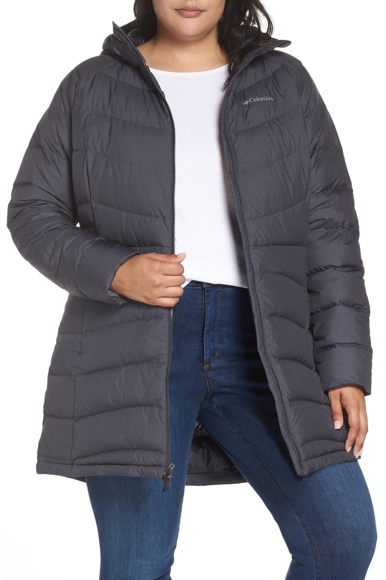 Winter Haven Water Resistant Hooded Quilted Down Jacket, Main, color, CHARCOAL HEATHER