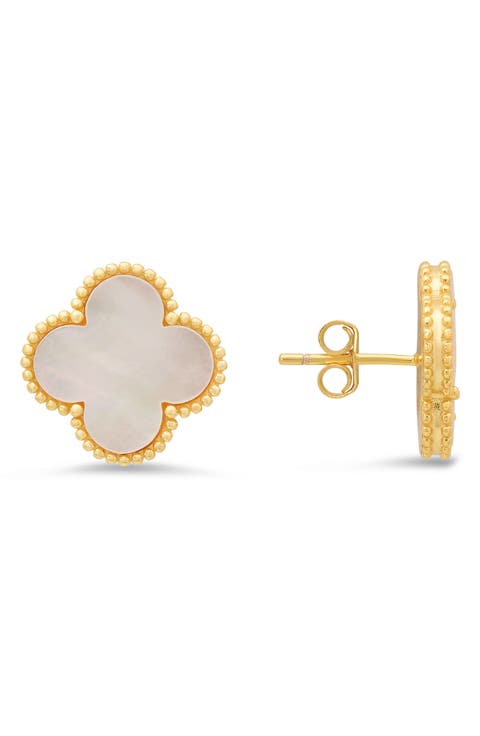 Mother-of-Pearl Clover Stud Earrings