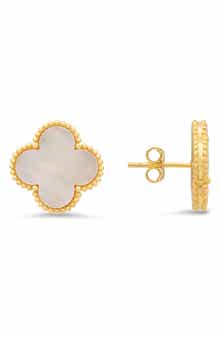 Queen Jewels Mother-of-Pearl Clover Stud Earrings