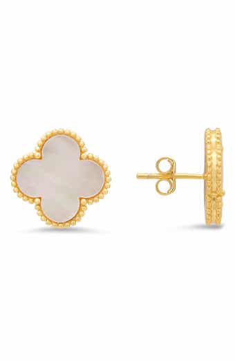 Queen Jewels Mother-of-Pearl Clover Stud Earrings