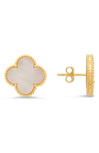 Queen Jewels Mother-of-pearl Clover Stud Earrings