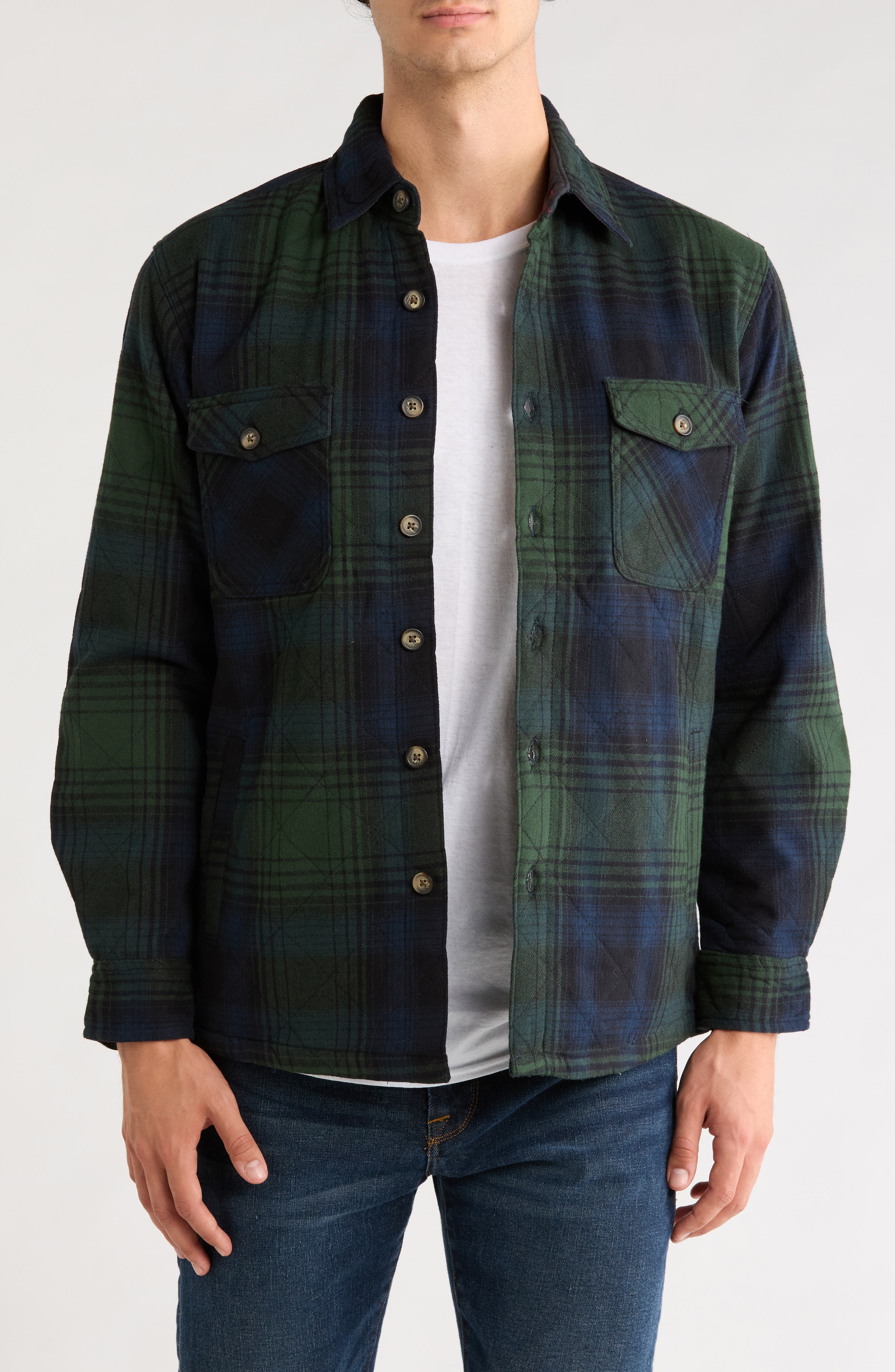 Quilted Herringbone Shirt Jacket
