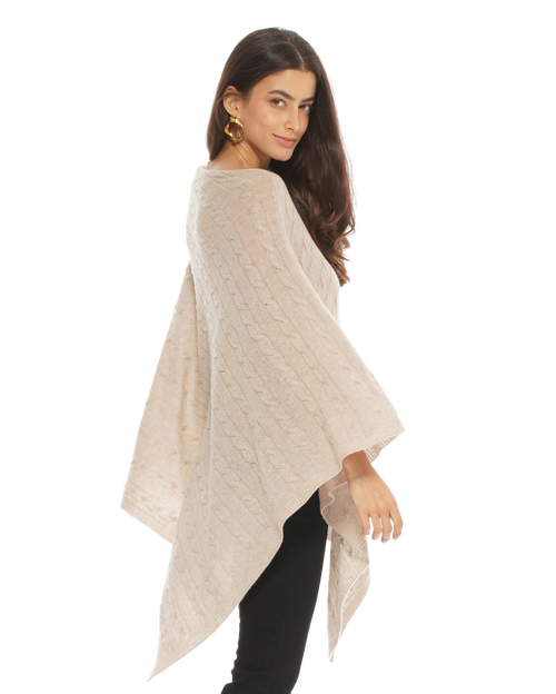 Monticelli Cashmere Pure Cashmere Textured Knit Poncho In Sand